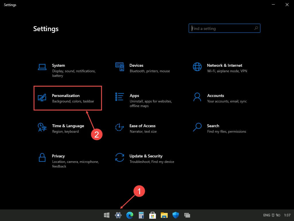 Откройте «Параметры» (Settings) в Windows 10X