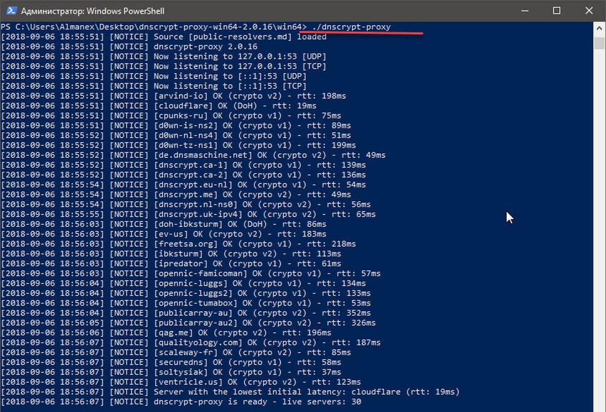 Перейдите в каталог dnscrypt-proxy