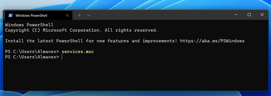 открыть «Службы» Windows11 с помощью «Терминала Windows», командной строки и Powershell