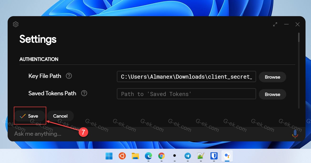 Оставьте поле «Path to Saved Tokens» пустым и нажмите кнопку «Save»