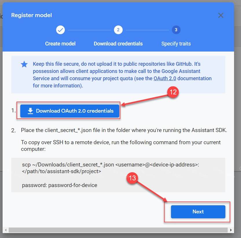 Нажмите кнопку «Download OAuth 2.0 credentials». После чего на ваше устройство будет загружен файл .json