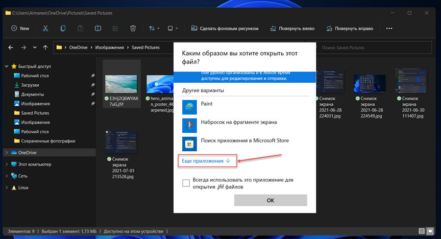 Windows11 выберите в списке «Просмотр фотографий Windows»