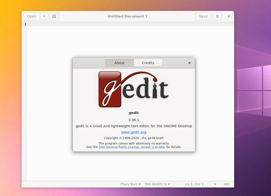 Установка Gedit в Windows 10