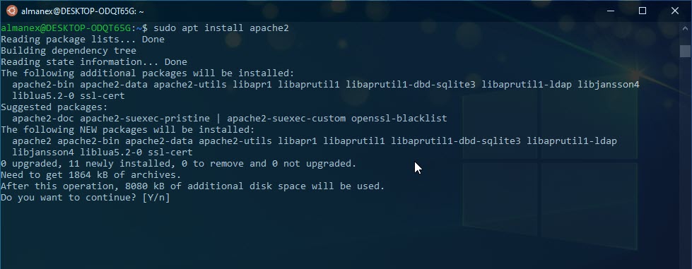 wsl 2 Установка Apache.