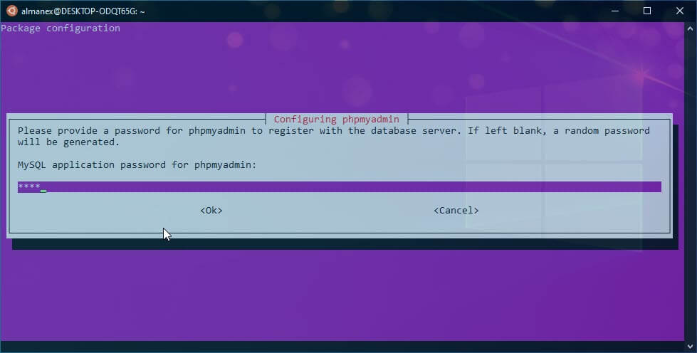 Укажите пароль пользователя MySQL root.