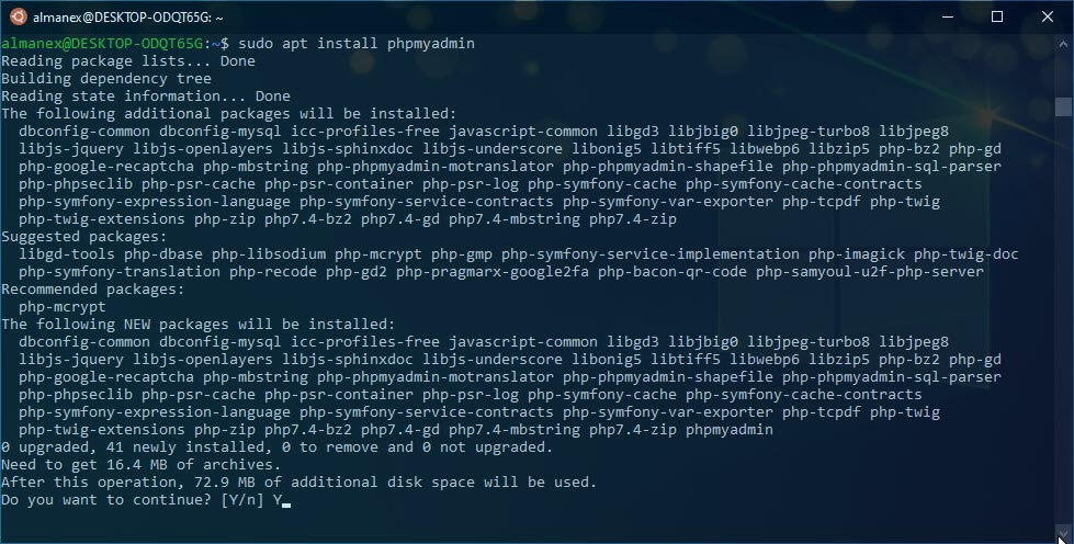 Wsl 2 Установка phpMyAdmin.