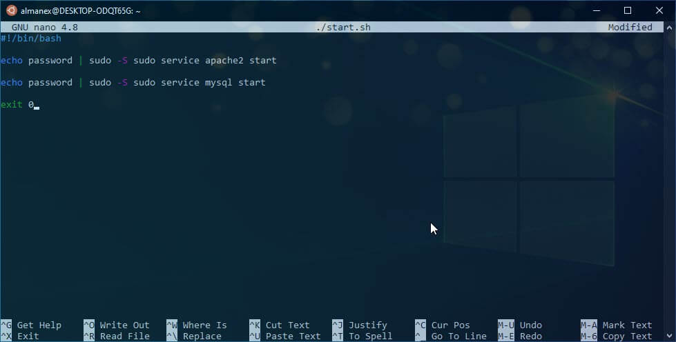 wsl2 замените password на пароль, который установили для пользователя Ubuntu