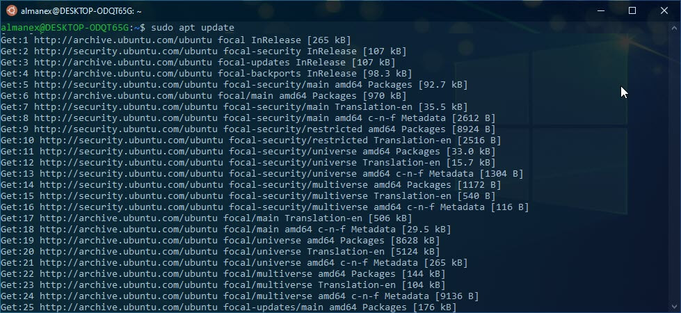 Обновите локальный индекс apt пакетов в Ubuntu выполнив команду:
