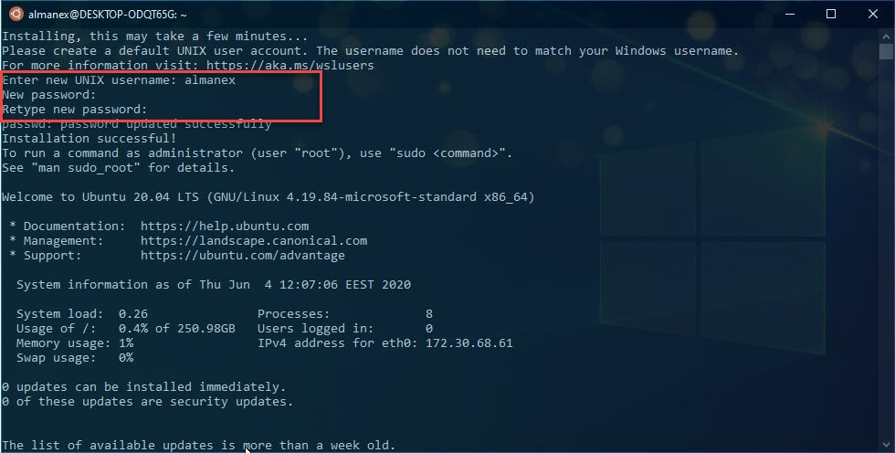C помощью меню «Пуск» запустите Ubuntu