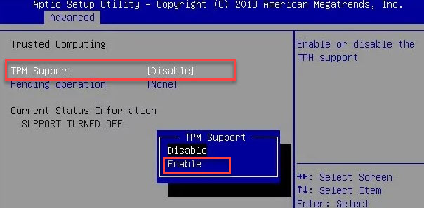 включить TPM 2.0 в BIOS