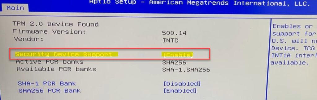 включить TPM 2.0 в BIOS