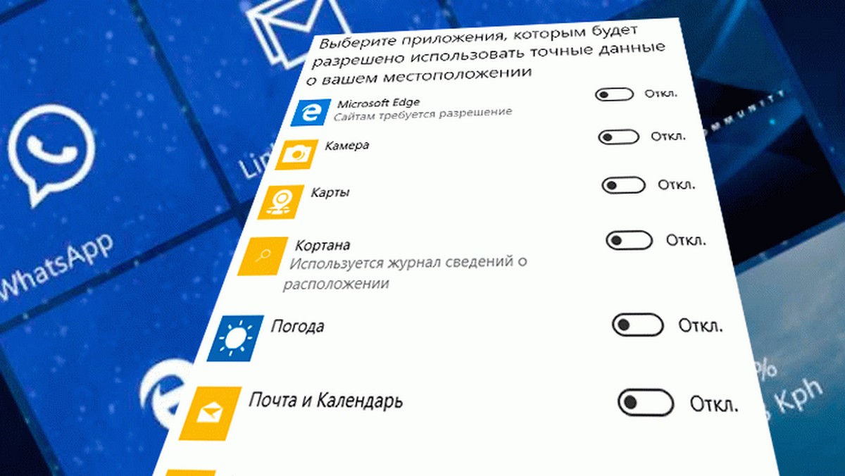 Как изменить права доступа приложений в Windows 10.