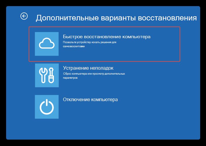 Вы можете запустить её вручную в среде восстановления (WinRE), перейдя по пути: «Поиск и устранение неисправностей»
