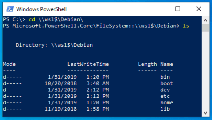 WSL в PowerShell