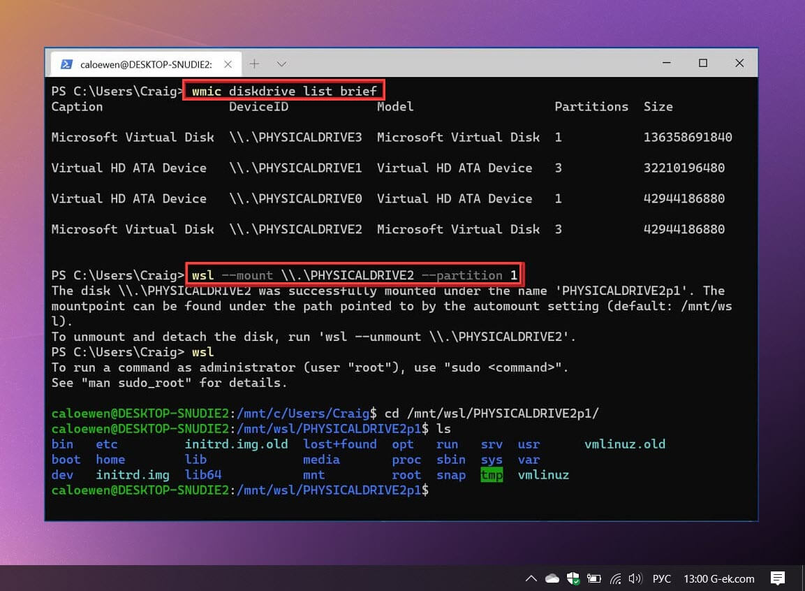 Смонтировать файловую систему ext4 Linux в Windows 10