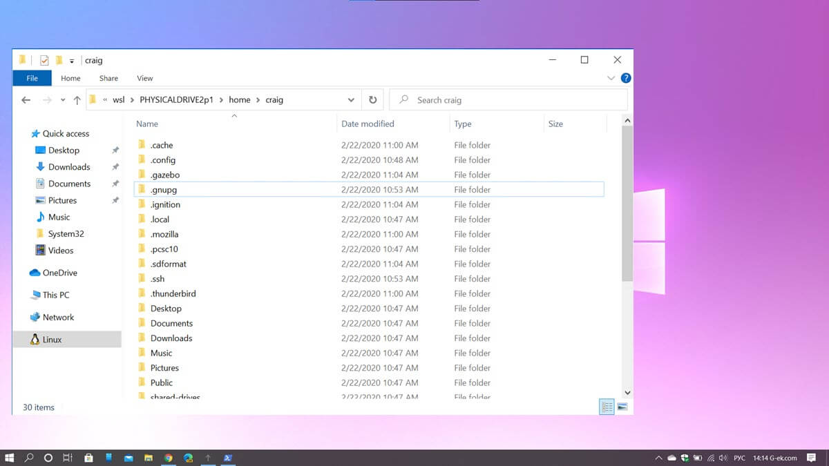 Доступ к файловой системе Linux в Windows 10