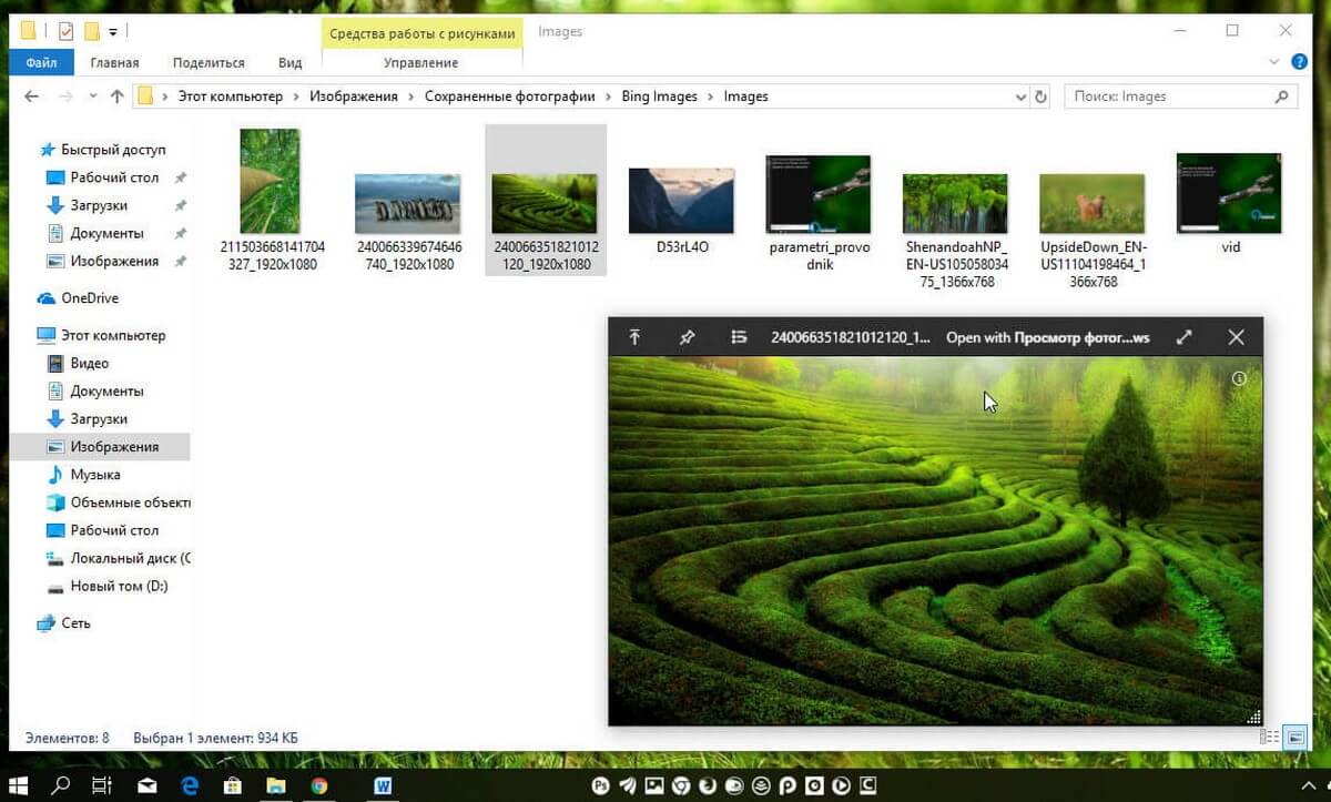 QuickLook - быстрый просмотр изображений в Windows 10.