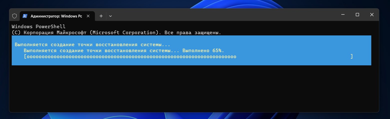 вы увидите сообщение «Контрольная точка создана успешно»