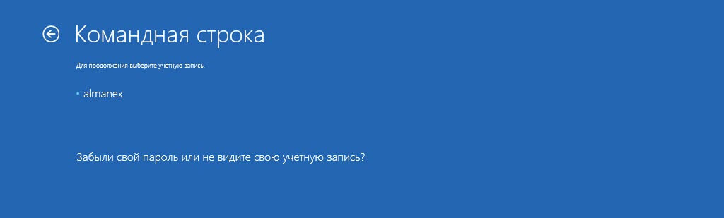 Далее выберите имя пользователя для входа
