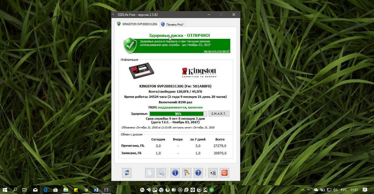 Как проверить работоспособность SSD в Windows 10.