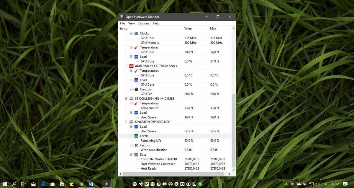 здоровье SSD в Windows 10.