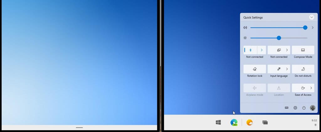 Центр действий Windows 10X
