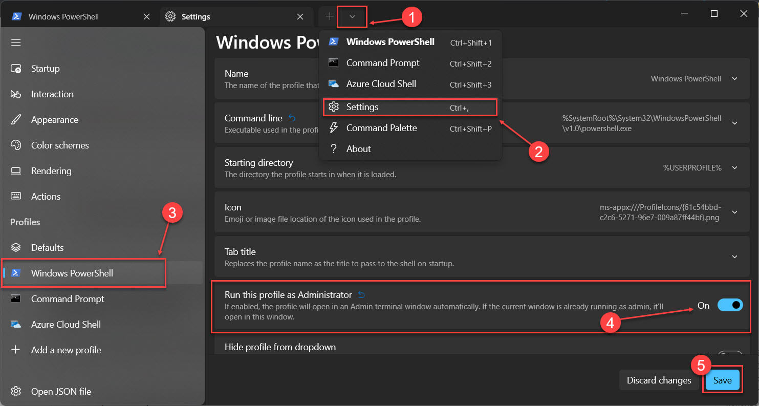 Как Всегда открывать PowerShell от имени администратора