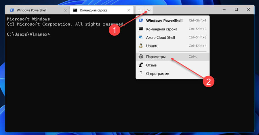Установить командную строку в терминале Windows по умолчанию