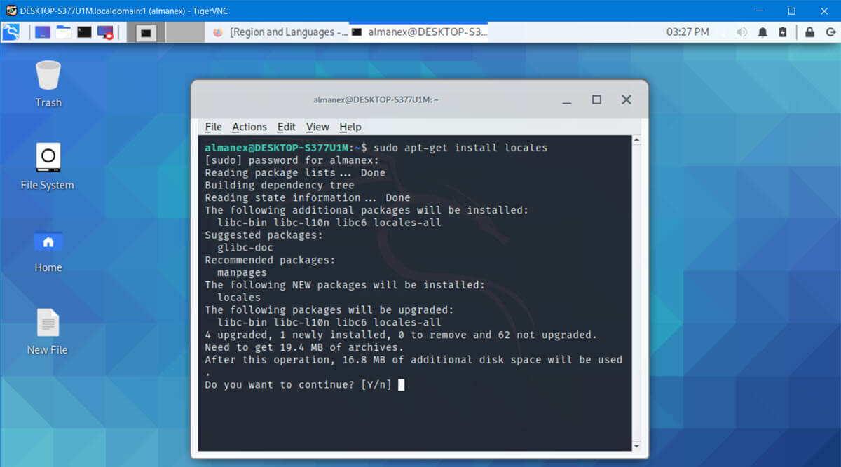 изменить язык интерфейса Kali Linux на русский