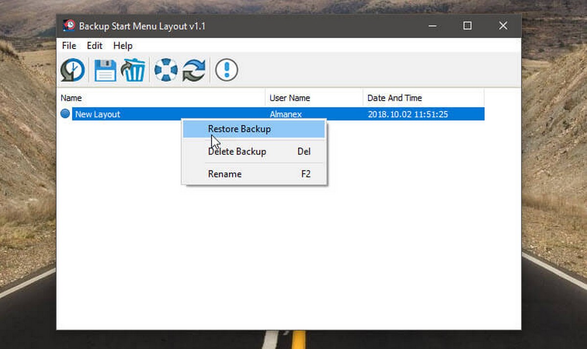 Backup Start Menu Layout