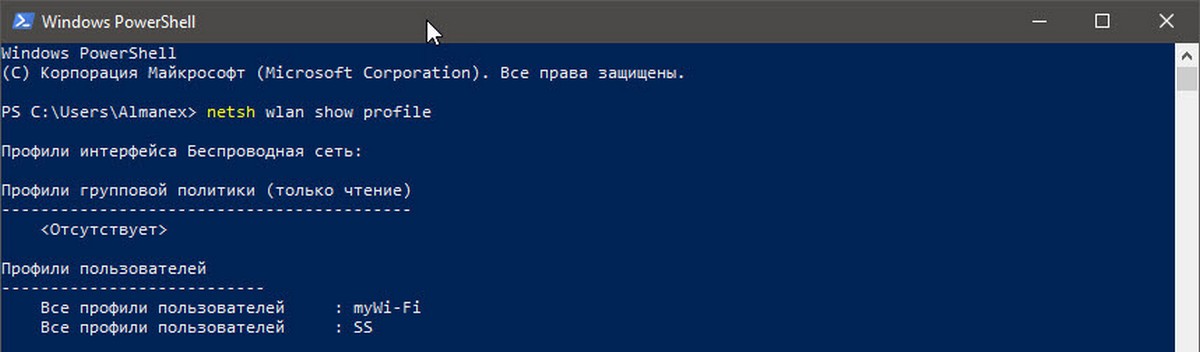 PowerShell netsh wlan show profile