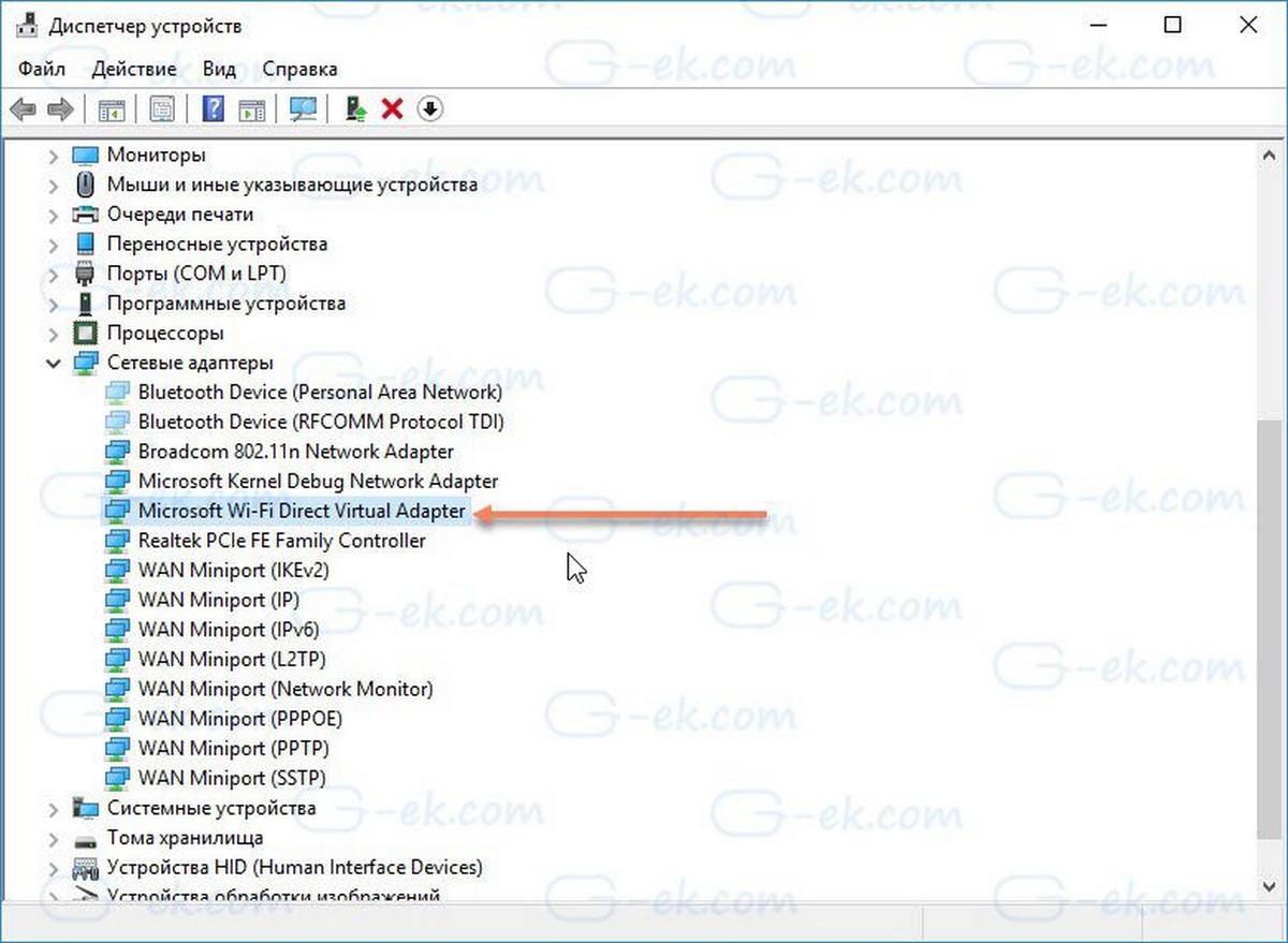 раздел «Сетевые адаптеры»